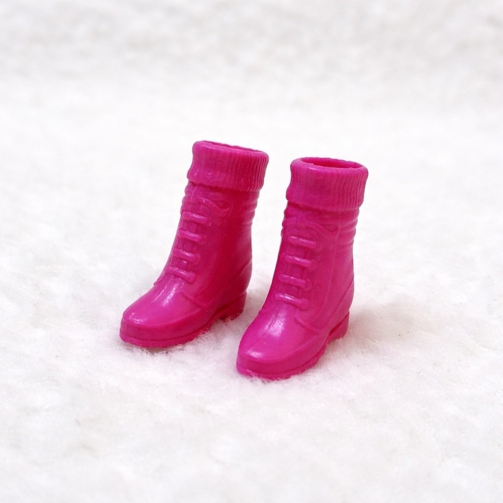 Barbie Doll Pink‎ Combat Boots Accessory Lace Up Style Toy Replacement Pair